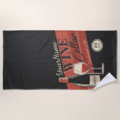 ワインパーソナライズされたセラーボトルテイスティングルームバー  ビーチタオル (正面)