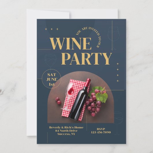 ワインパーティの招待状 招待状 (正面)