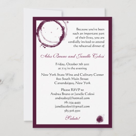 ワインパーティーのご招待 招待状 (正面)