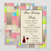 ワインパーティーの抽象的なデザイン 招待状 (正面/裏面)