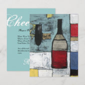 ワインパーティーの招待状 - アート乾杯 招待状 (正面/裏面)
