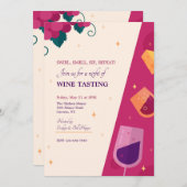 ワインパーティーの招待状 招待状 (正面/裏面)