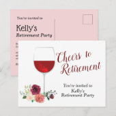 ワインパーティーの招待状（退職祝い） インビテーションポストカード (正面/裏面)