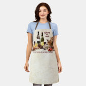 ワインパーティーブドウのトスカニースタイルキッチン エプロン (着用した状態)