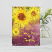 *~*ワインパープルひまわり素朴の国の結婚式 招待状 (スタンド正面)