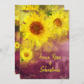 *~*ワインパープルひまわり素朴の国の結婚式 招待状 (正面/裏面)