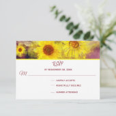 *~*ワインパープルひまわり素朴ウェディングRSVP 出欠カード (スタンド正面)