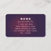 ワインパープルホワイト結婚ズケーキロゴソーシャルメディア 名刺 (裏面)