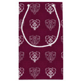 ワインパープル&シルバーハートパターン（の模様が）ある抱き枕 スモールペーパーバッグ (裏面)