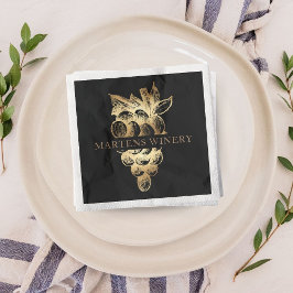 ワインビジネスワイナリーエレガント金ゴールドブドウ スタンダードカクテルナプキン