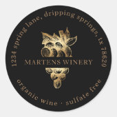 ワインビジネスワイナリー金ゴールドブドウ差出人住所 ラウンドシール (正面)