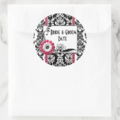 ワインビールボトル白黒ウェディングラベル ラウンドシール (バッグ)