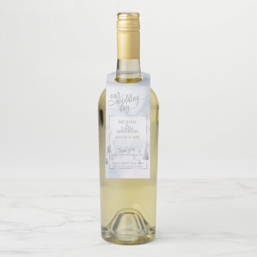 ワインビール水 |シルバーブルー冬のワンダーランド ボトルネックタグ (ボトル)