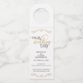 ワインビール水 | 黒モダンと金ゴールドミニマル ボトルネックタグ (正面)