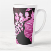 ワインピンクの植物性ヤシの葉トロピカルパターン カフェラテマグ (右)