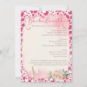 ワインピンク女性のカーボーイ国バチェロレッテの旅程 招待状 (裏面)