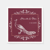 ワインピーコックフローリッシュブライダルシャワーナプキンス スタンダードカクテルナプキン (正面)