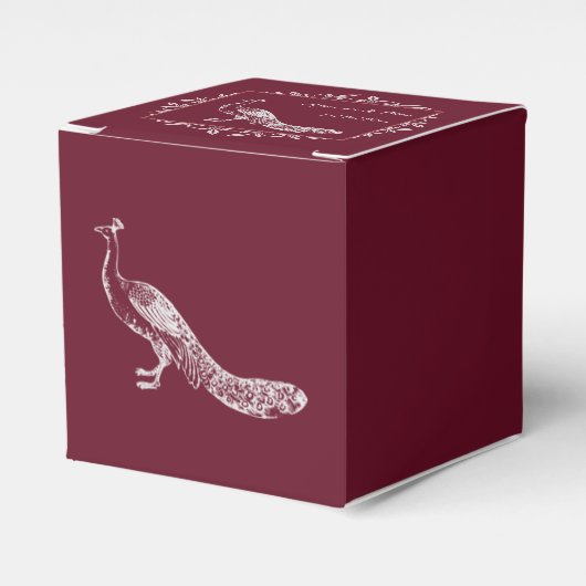 ワインピーコックフローリッシュ結婚式の引き出物ボックス フェイバーボックス (正面サイド)