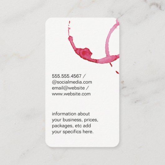 ワインファンシーの汚れ付きラベルワイン 名刺 (裏面)