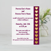 ワインフォイル招待状の8ビットハート 箔招待状 (立ち正面)