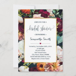 ワインフラワーズブライダルシャワーネイビー結婚式招待状 招待状