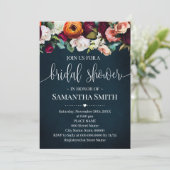 ワインフラワーズブライダルシャワーネイビー結婚式招待状 招待状 (スタンド正面)