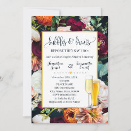 ワインフラワーネイビーバブルとブリュースウェディングシャワー 招待状