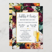 ワインフラワーネイビーバブルとブリュースウェディングシャワー 招待状 (正面/裏面)