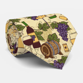 ワインフランスのをテーマにしたヴィンテージブドウつる植物パターン ネクタイ