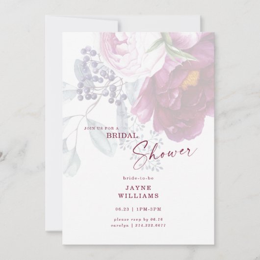 ワインフローラエレガントブライダルシャワー 招待状 (正面)