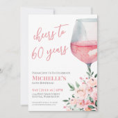 ワインフローラル乾杯60歳誕生日パーティー 招待状 (正面)