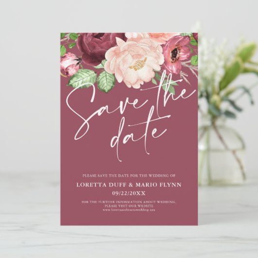 ワインフローラ日付の保存招待状 招待状 (スタンド正面)