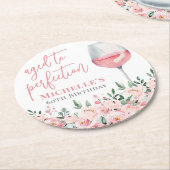 ワインフローラ誕生日パーティー ラウンドペーパーコースター (アングル)