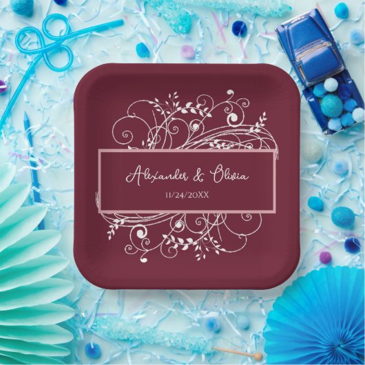 ワインフローリッシュウェディングシャワー紙プレート ペーパープレート (パーティー)