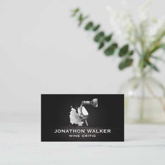 ワインブドウとワイン注ボトル 名刺 (スタンド正面)