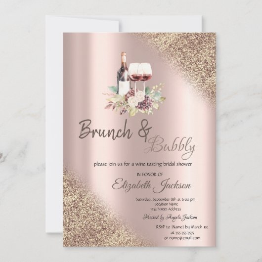 ワインブドウグリッター《写真》ぼけ味ブランチ&バブリー 招待状 (正面)