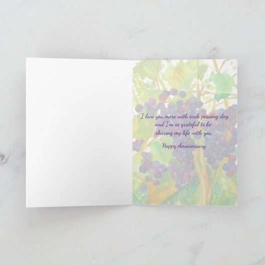 ワインブドウハッピーアニバーサリーワイフ カード (内部)