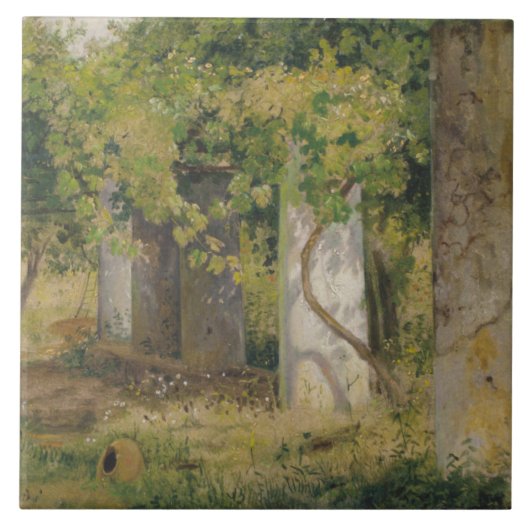 ワインブドウ付きペルゴラ(ブドウ畑の風景) タイル (正面)