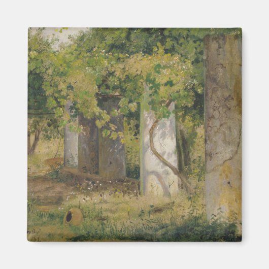 ワインブドウ付きペルゴラ（ブドウ畑の風景） マグネット (正面)