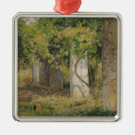 ワインブドウ付きペルゴラ（ブドウ畑の風景） メタルオーナメント