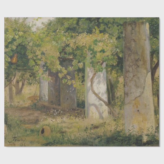 ワインブドウ付きペルゴラ（ブドウ畑の風景） ラッピングペーパー (フラット)