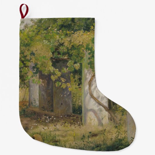 ワインブドウ付きペルゴラ(ブドウ畑の風景) ラージクリスマスストッキング (正面)