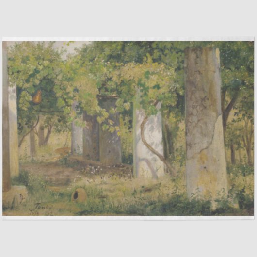 ワインブドウ付きペルゴラ（ブドウ畑の風景） 薄葉紙 (正面)