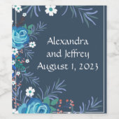 ワインブパーソナライズされたウズフラワーホワイトブルー ワインラベル (シングルラベル)