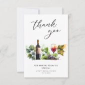 ワインブライダルシャワーをテーマにした感謝カード サンキューカード (正面)