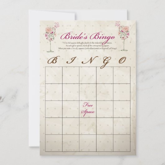 ワインブライダルシャワービンゴカード (正面)