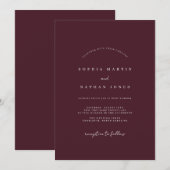 ワインブルガンディミニマリスト結婚式招待状 招待状 (正面/裏面)