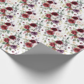 ワインブルゴーニュフローラブーケパターン ラッピングペーパー (角)