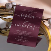 ワインブルゴーニュ/プラムスクリプト婚約パーティ 招待状