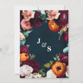 ワインブルーなしバファンシーブルブリューウェディング招待 セーブザデート (裏面)